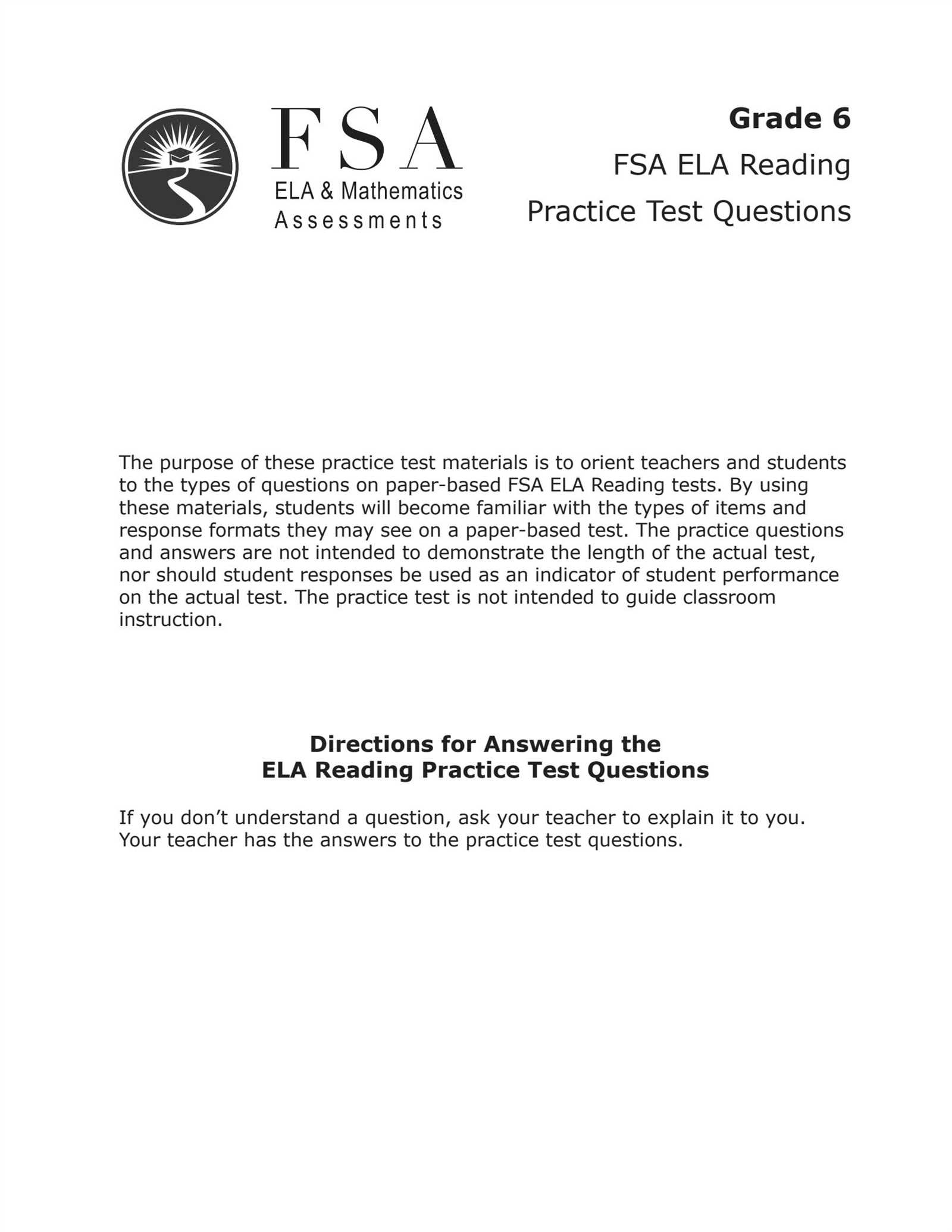 fsa practice test answers