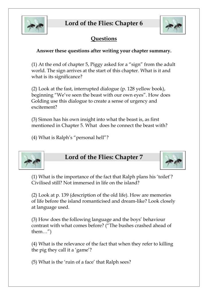 lord of the flies chapter 5 worksheet answers