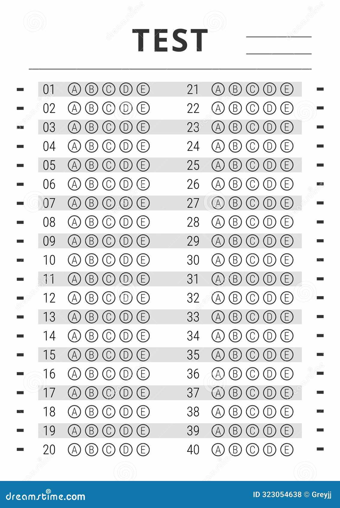 answer sheet template 1 100