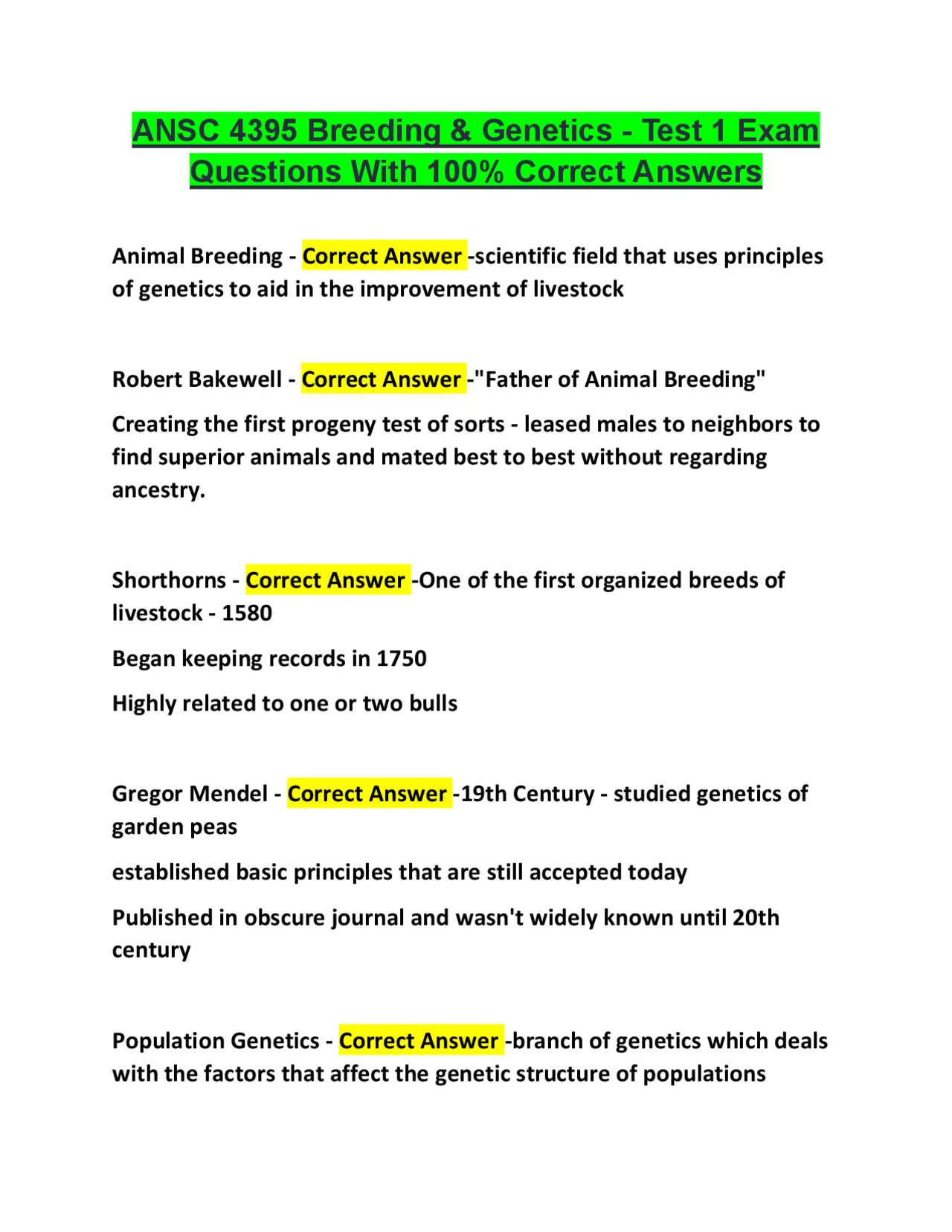 genetics exam 1 answers