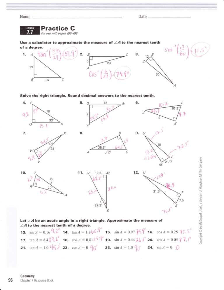 geometry chapter 7 review answers