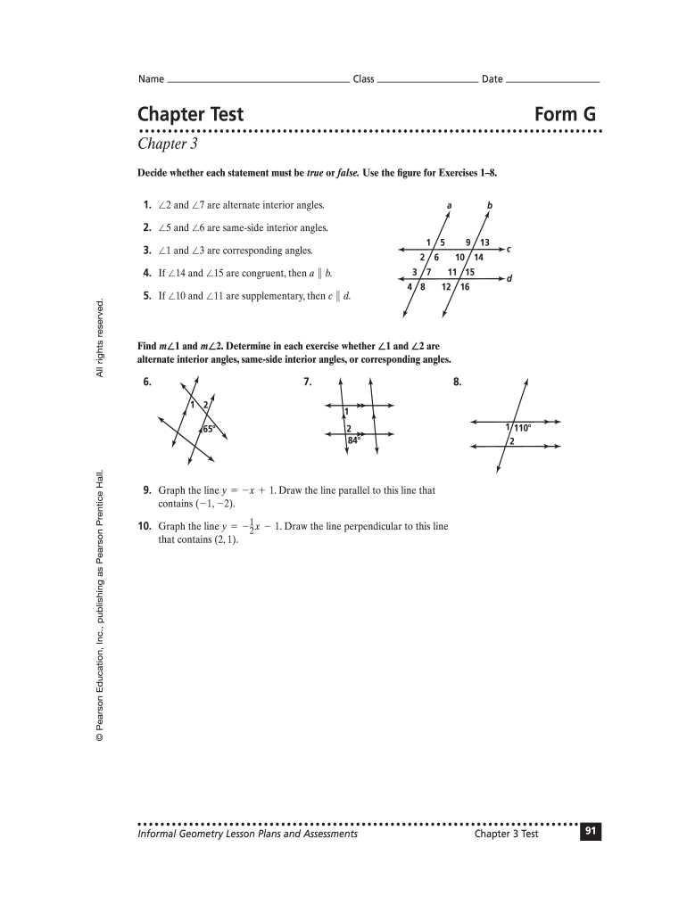 geometry chapter 8 test answer key