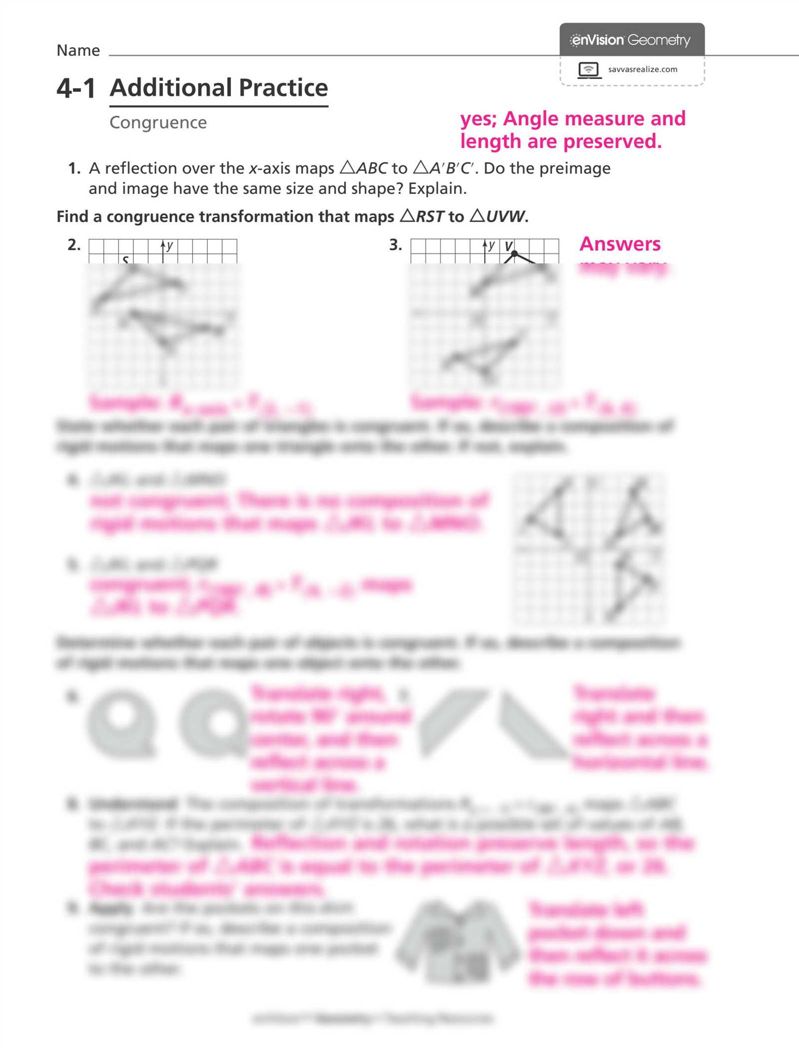 geometry extra practice answers