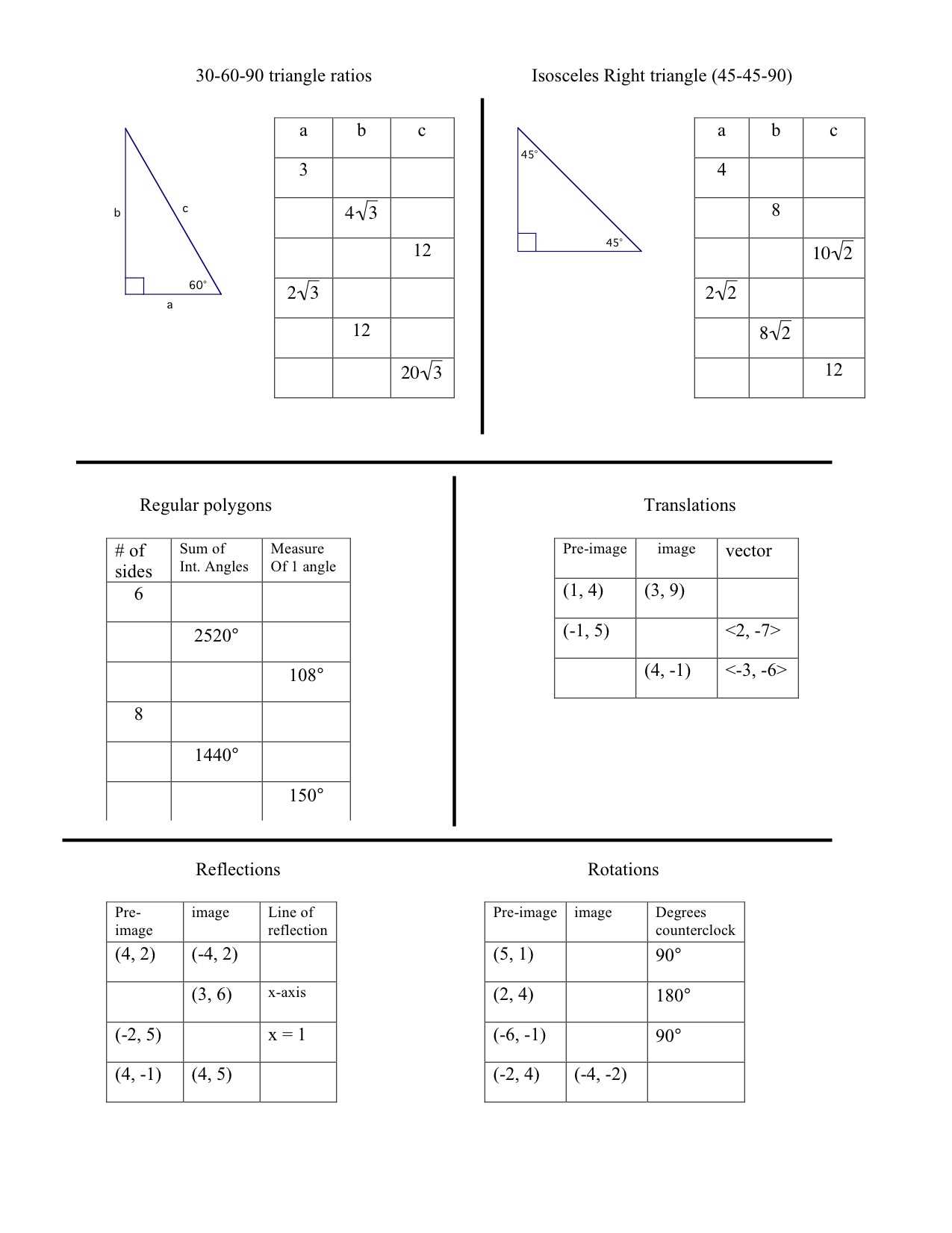 geometry final exam review worksheet answers