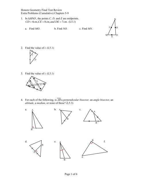 geometry final exam study guide answers