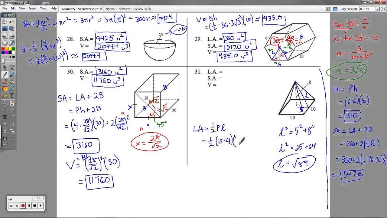 geometry midterm exam answer key