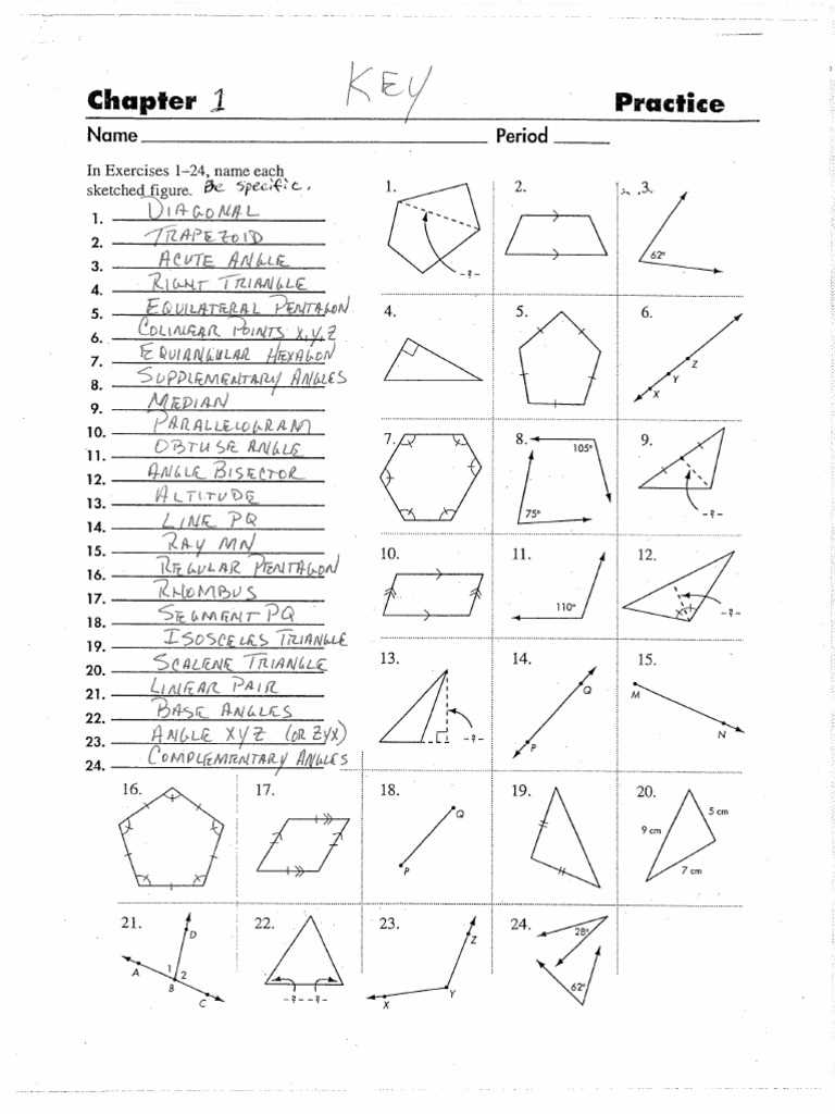 geometry semester 1 exam review answer key