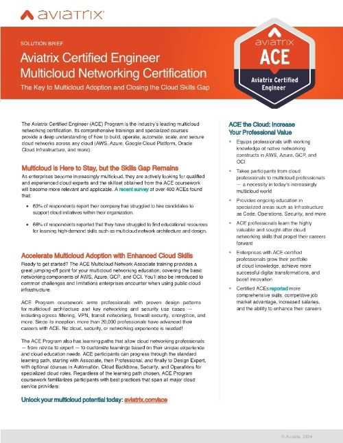 aviatrix certified engineer   multi cloud network associate exam answers