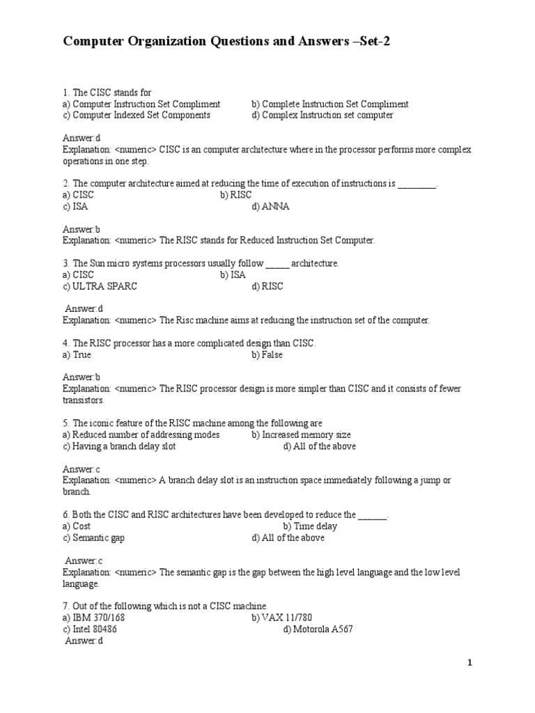 computer architecture final exam questions and answers