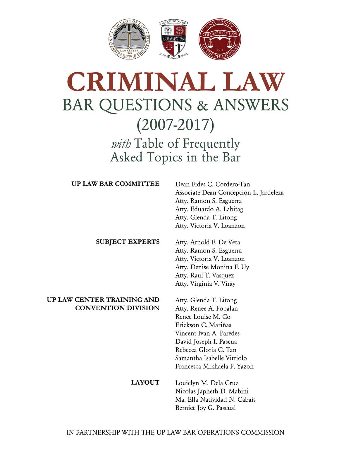 bar exam questions and answers criminal law