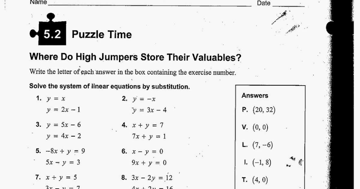 5.2 puzzle time answers