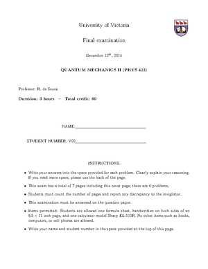 quantum mechanics 2 exam questions and answers