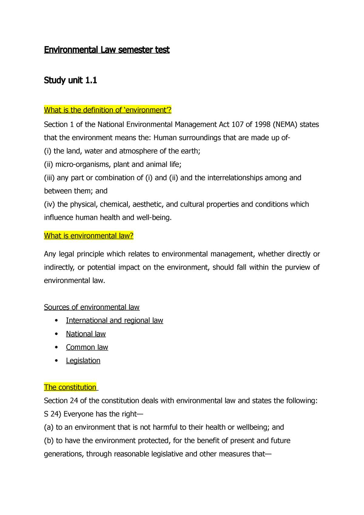 environmental law exam questions and answers