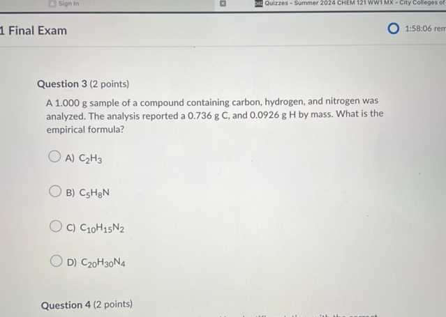 chem 121 final exam