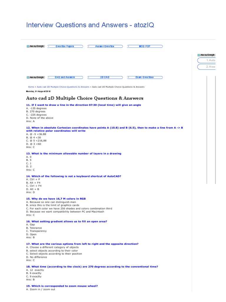 autocad 3d exam questions and answers