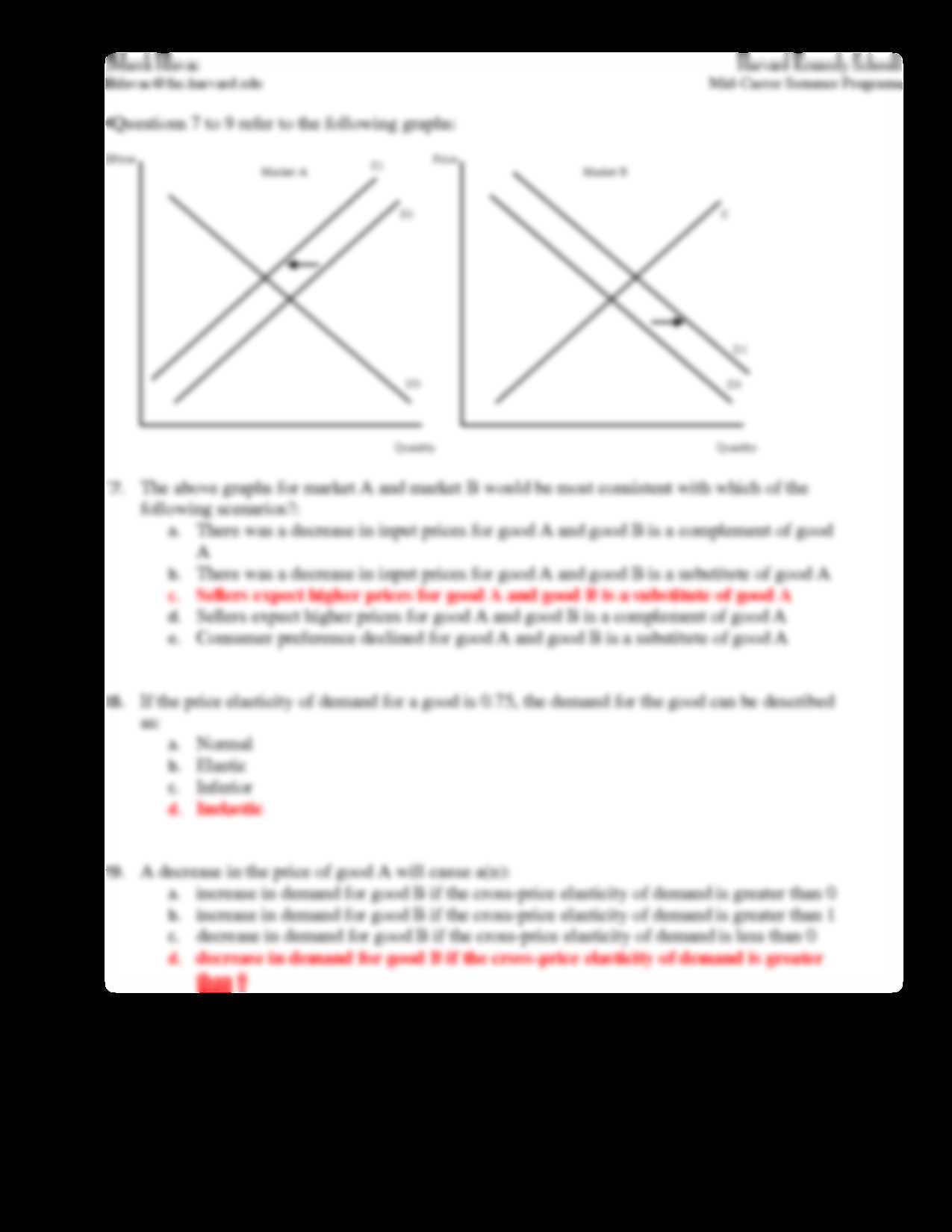 microeconomics midterm exam with answers