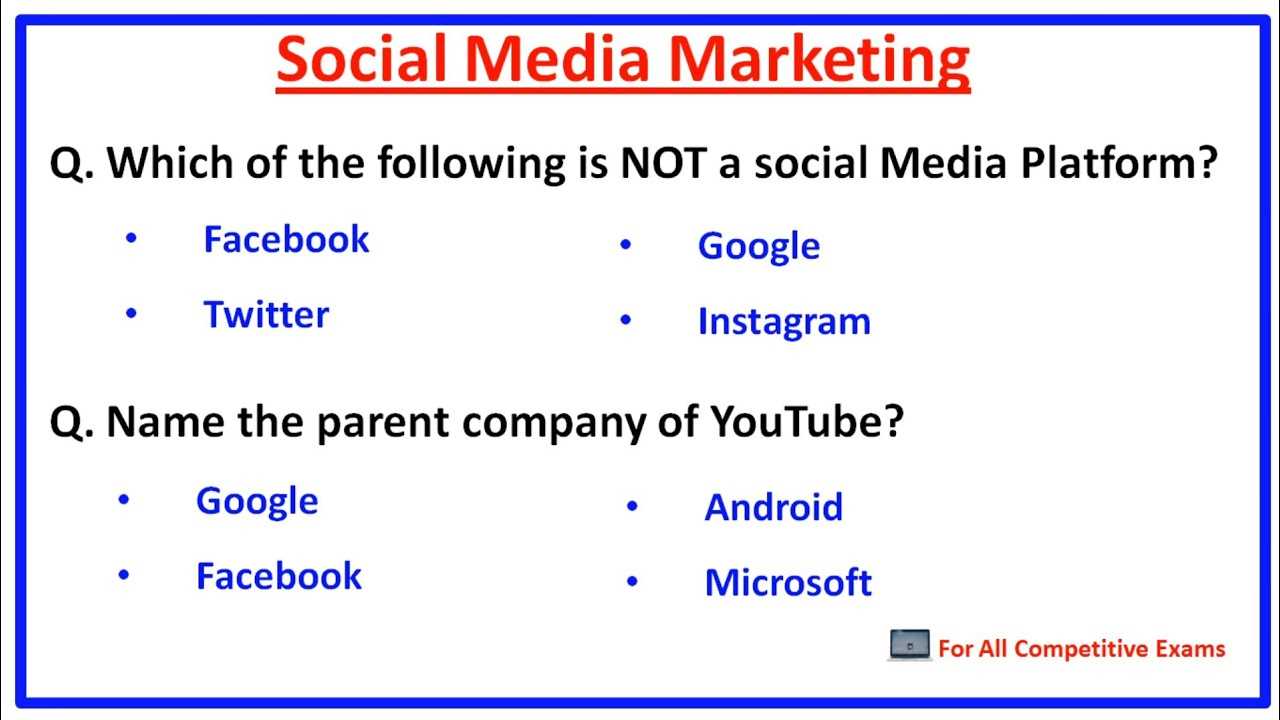 social media marketing exam questions and answers