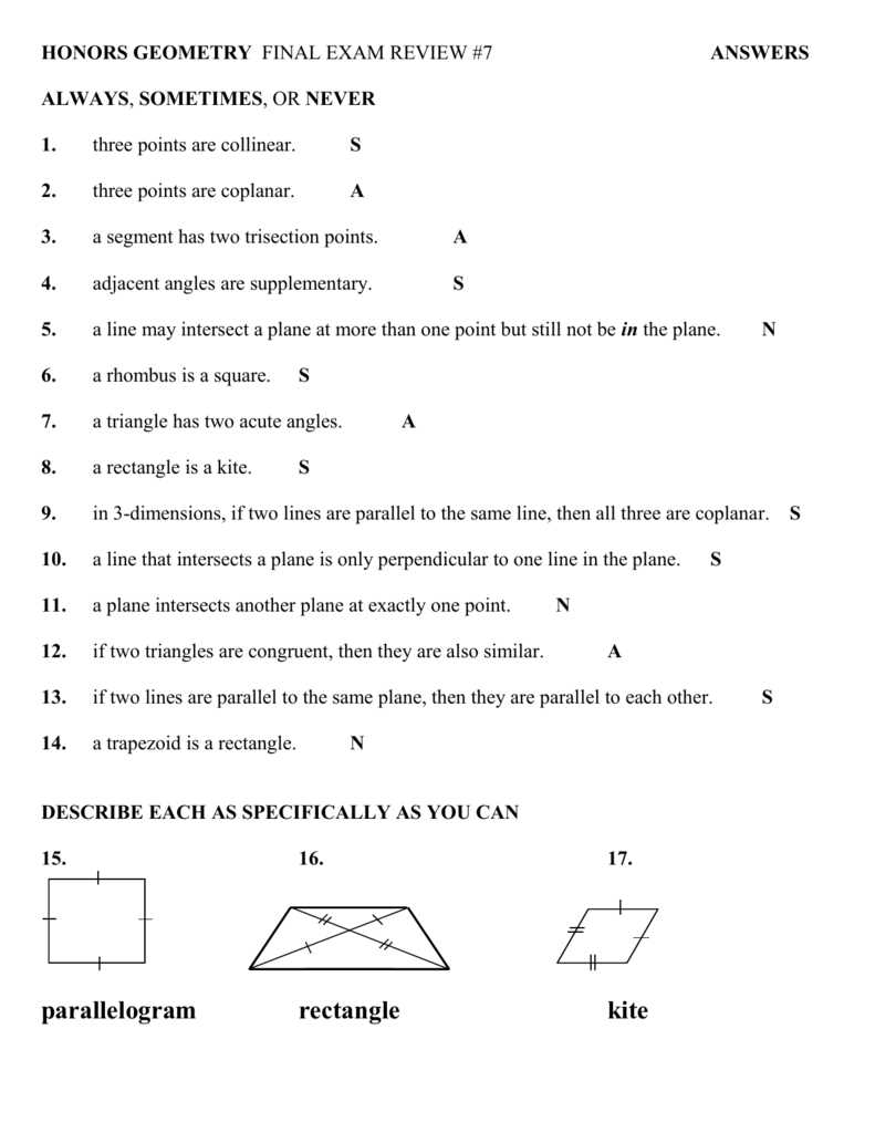 geometry final review answers