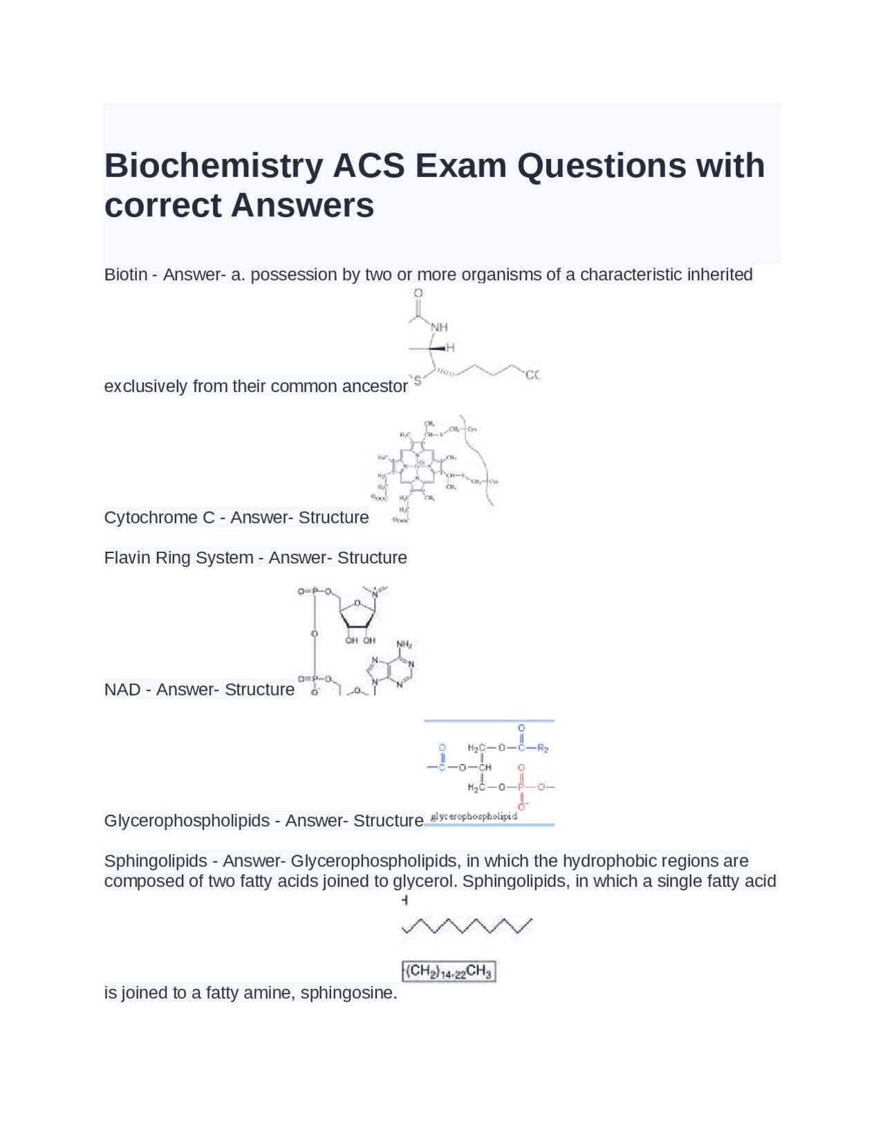 acs exam answers