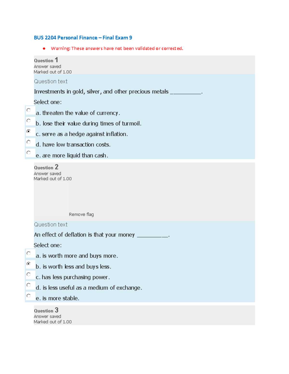 foundations in personal finance final exam answers