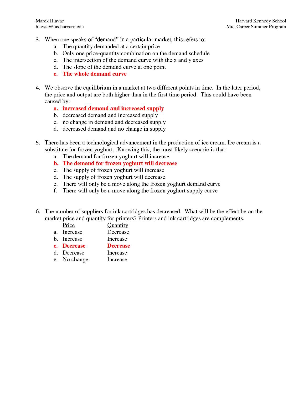 microeconomics midterm exam with answers