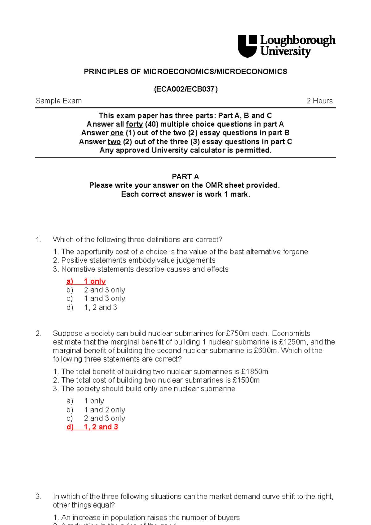 principle of economics exam questions and answers