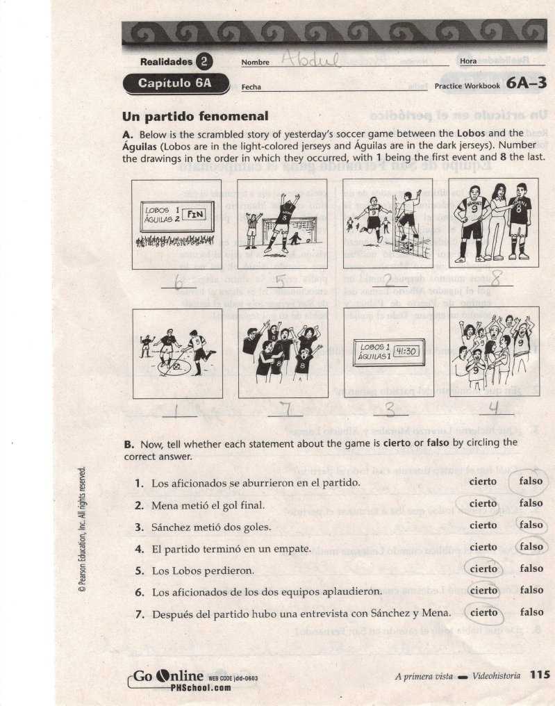 realidades 3 capitulo 6 practice workbook answers