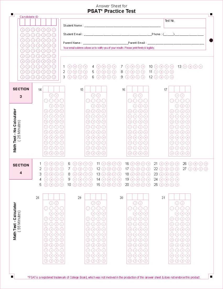 psat practice test answers