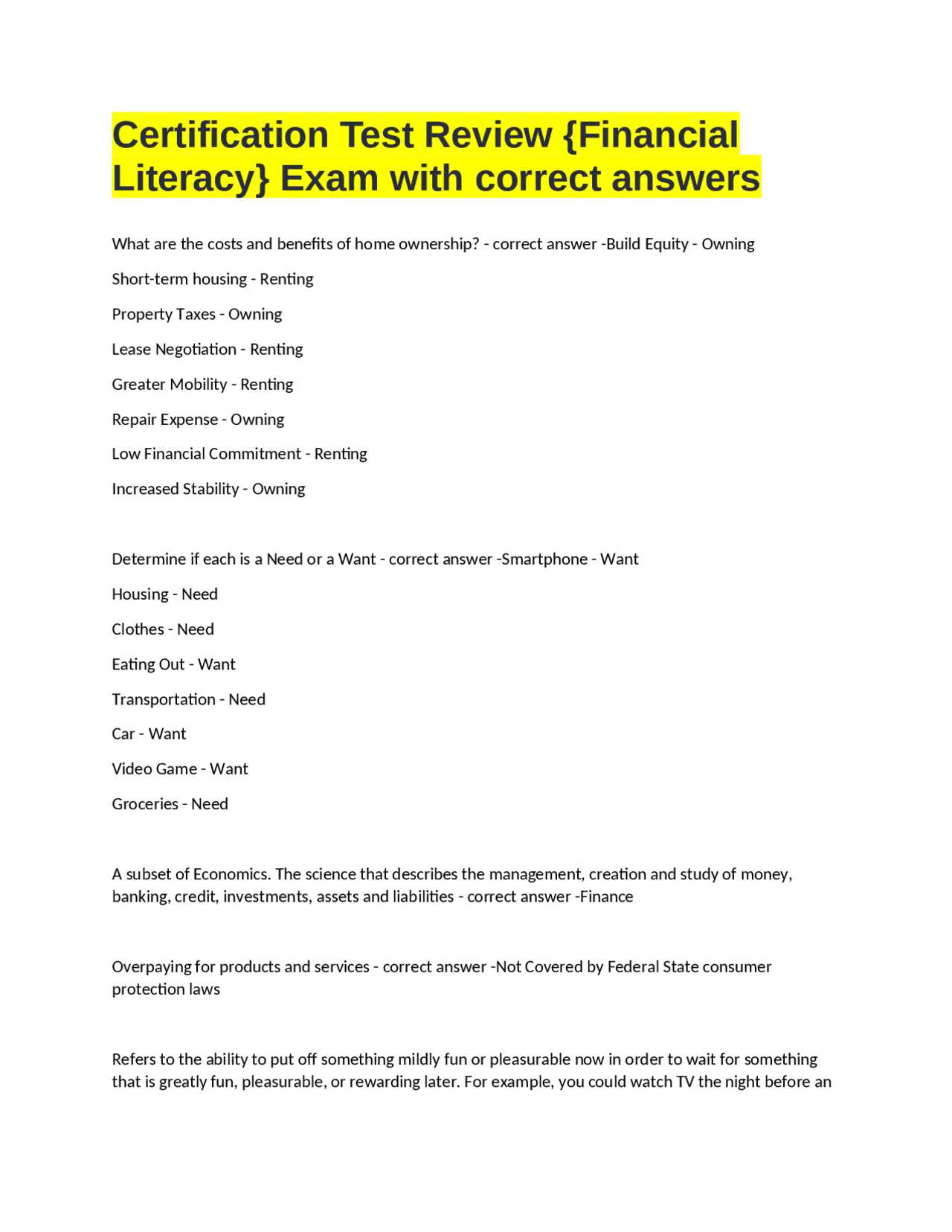 economics final exam review answer key