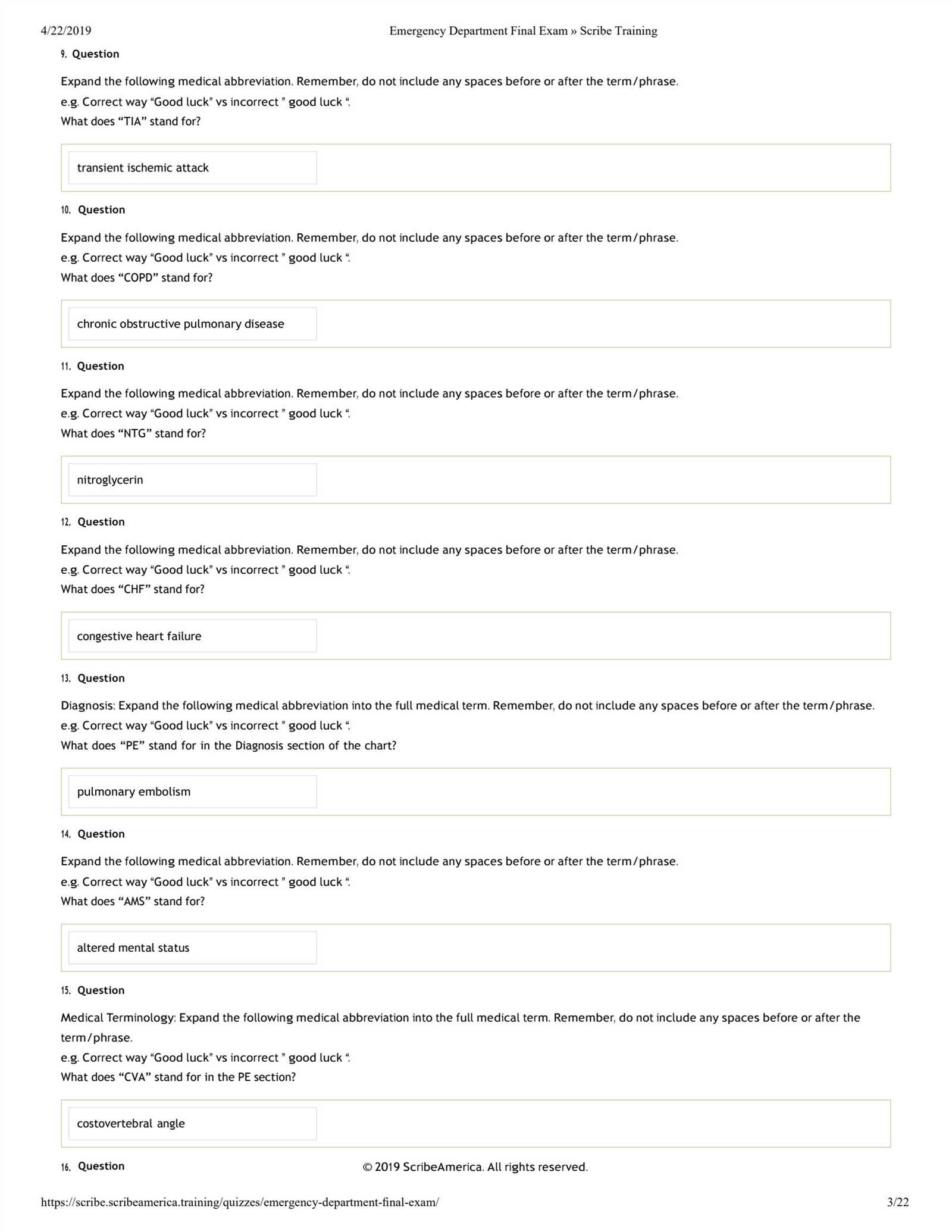 scribeamerica final exam answers