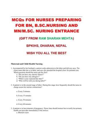 nursing entrance exam practice questions