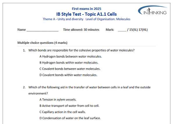 ib exam answer