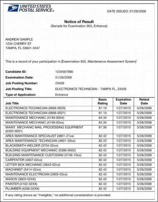 postal maintenance exam