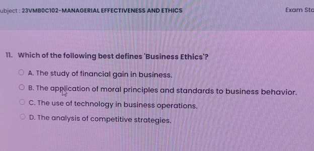 business ethics final exam questions and answers