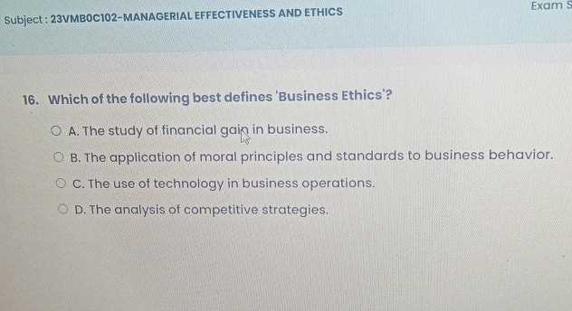 ethics final exam answer key