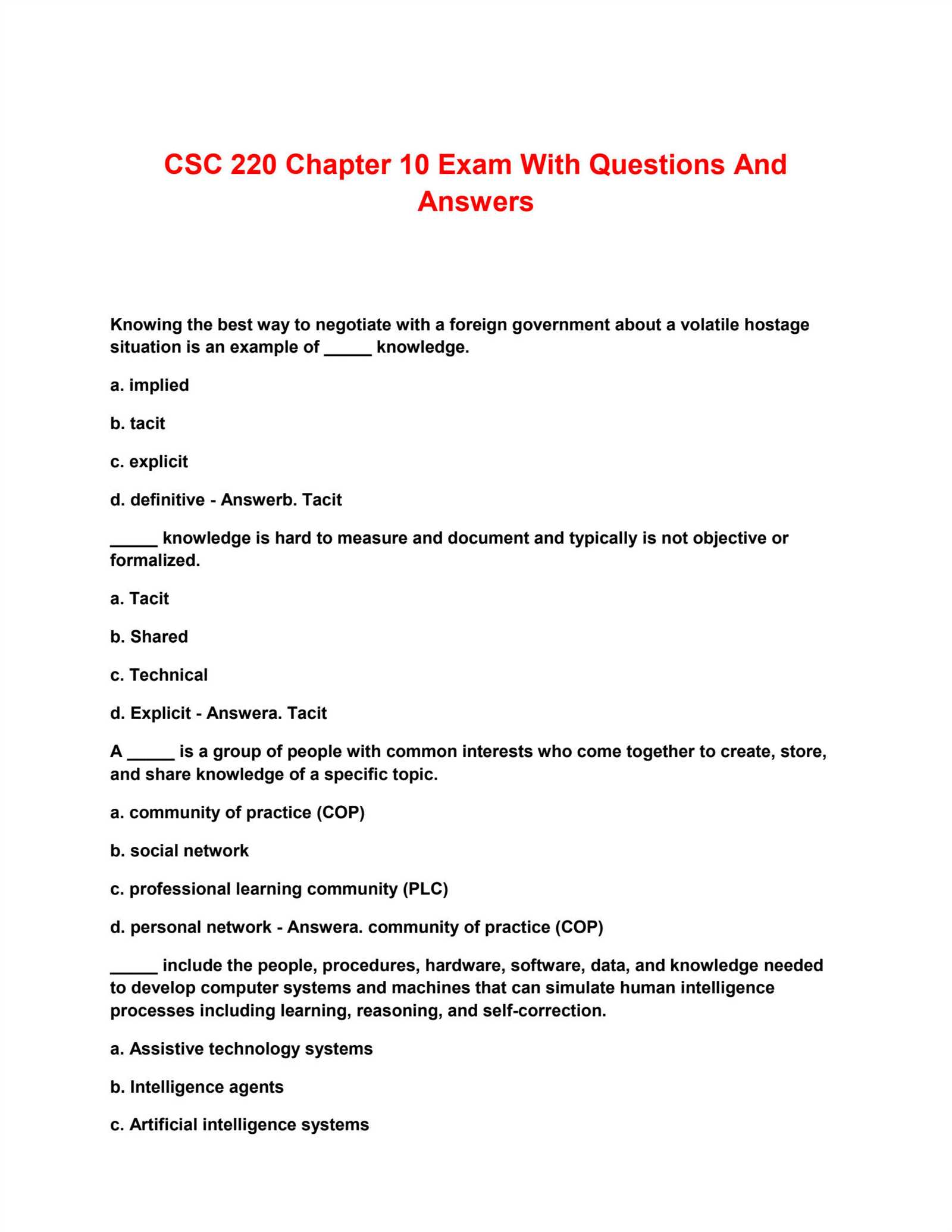 chapter 10 exam answers