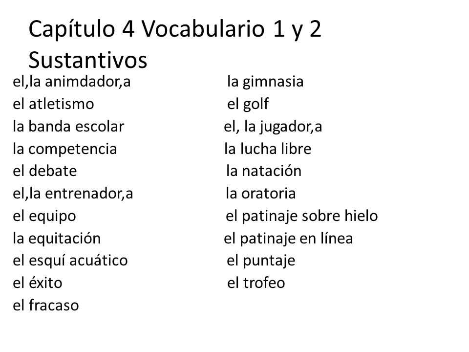 capitulo 4 vocabulario 1 answers