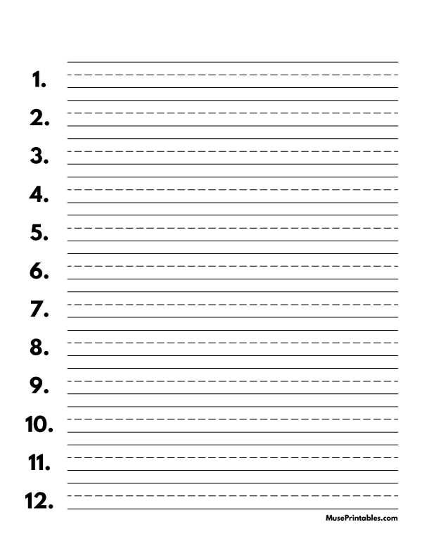 printable numbered paper