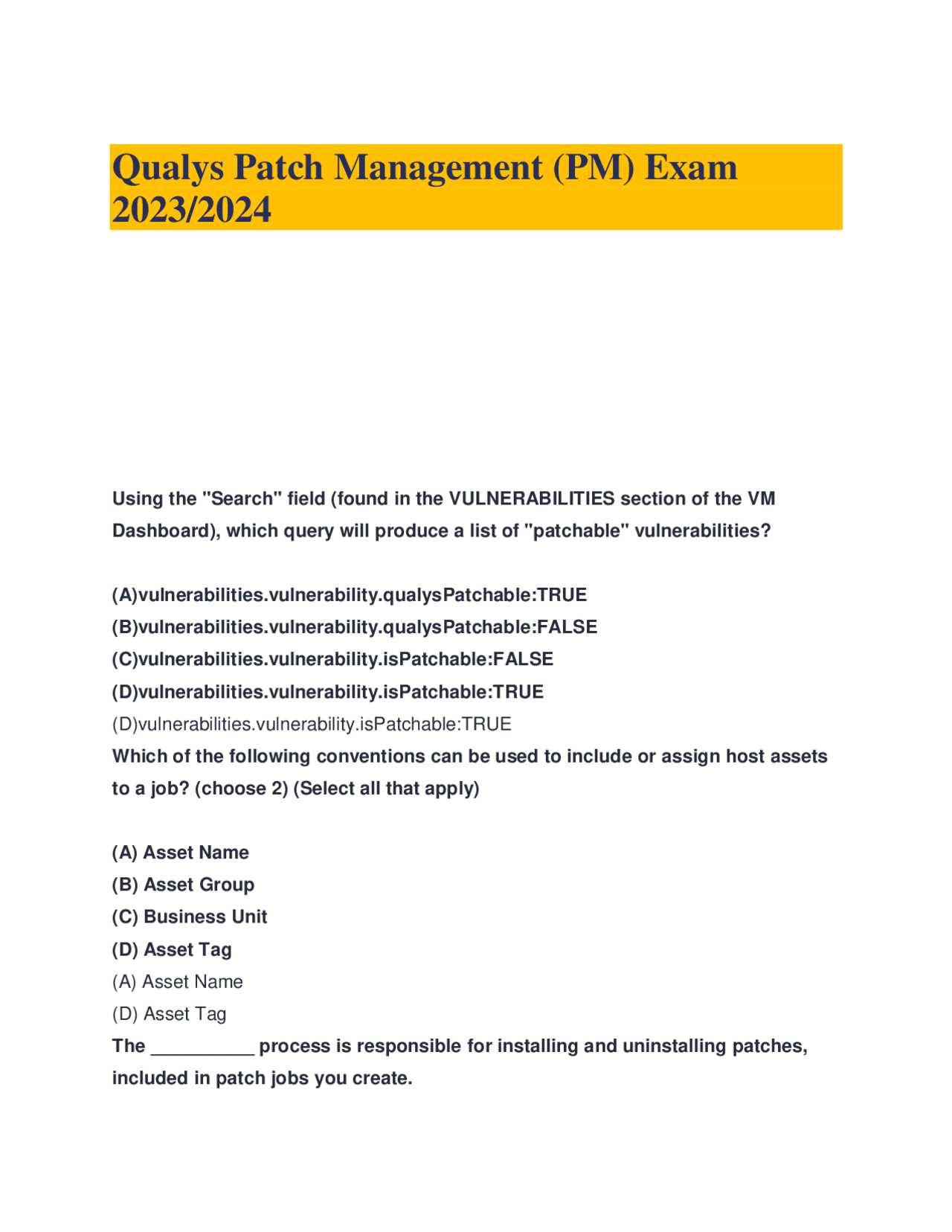 qualys vmdr exam 2.0 answers