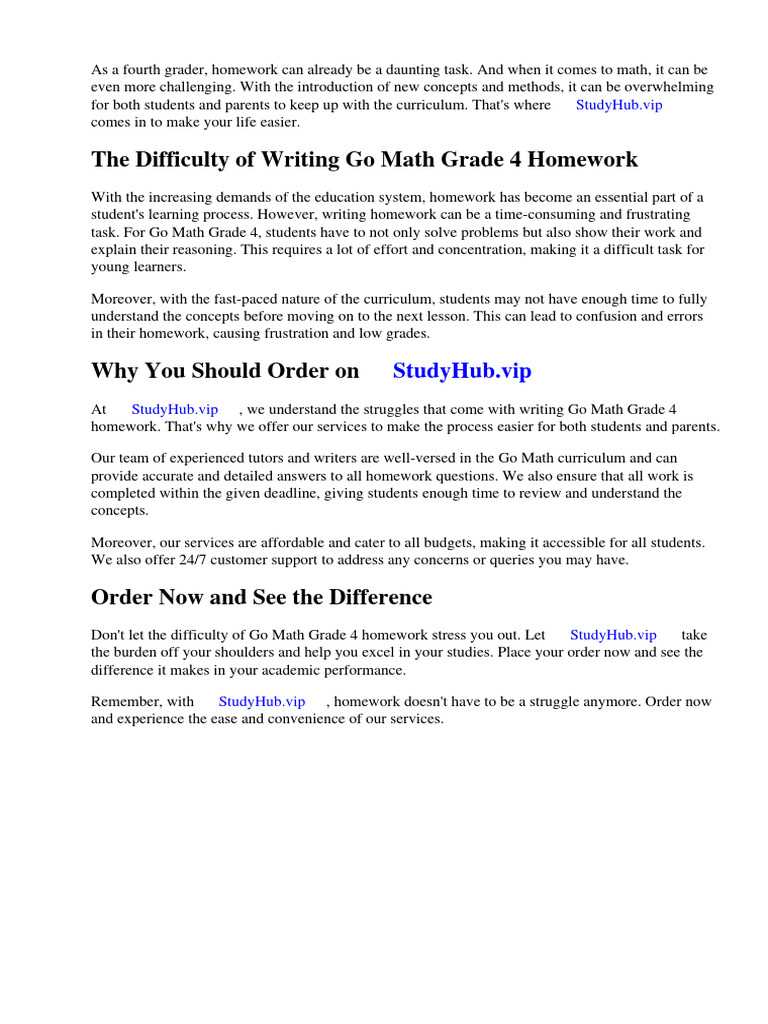 go math grade 4 homework answer key