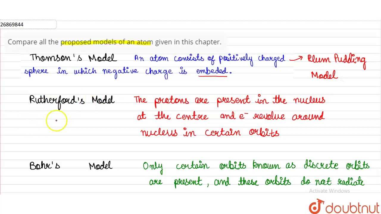 5.1 models of the atom answers