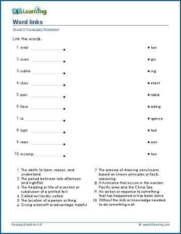 k5 learning answer key