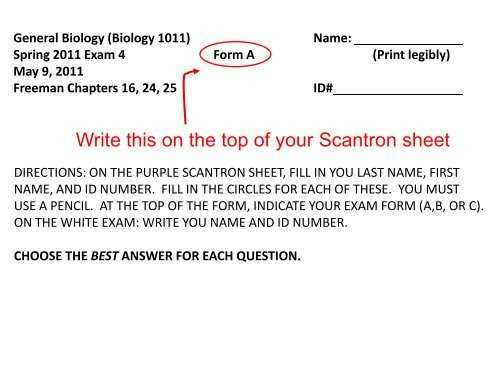 biology 2011 exam answers