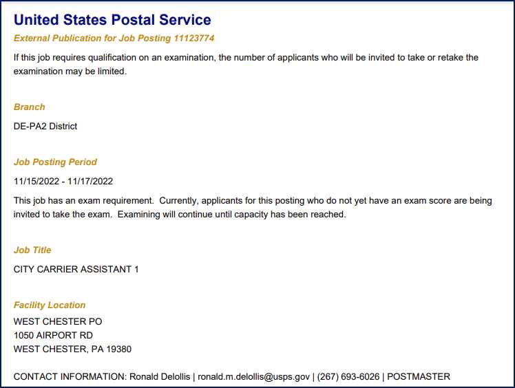 where do i take the usps exam