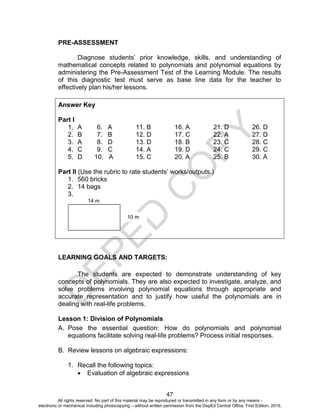 grade 10 math module answer key