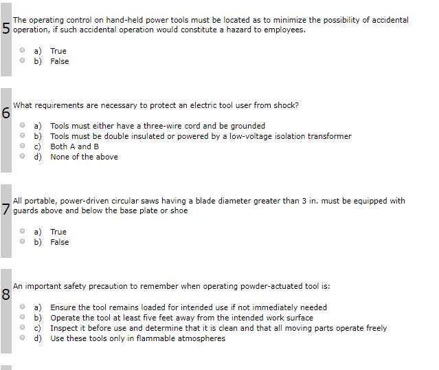 hand and power tool safety exam answers