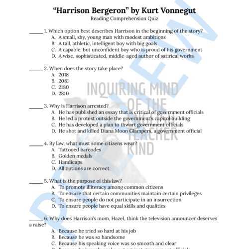 harrison bergeron test answers