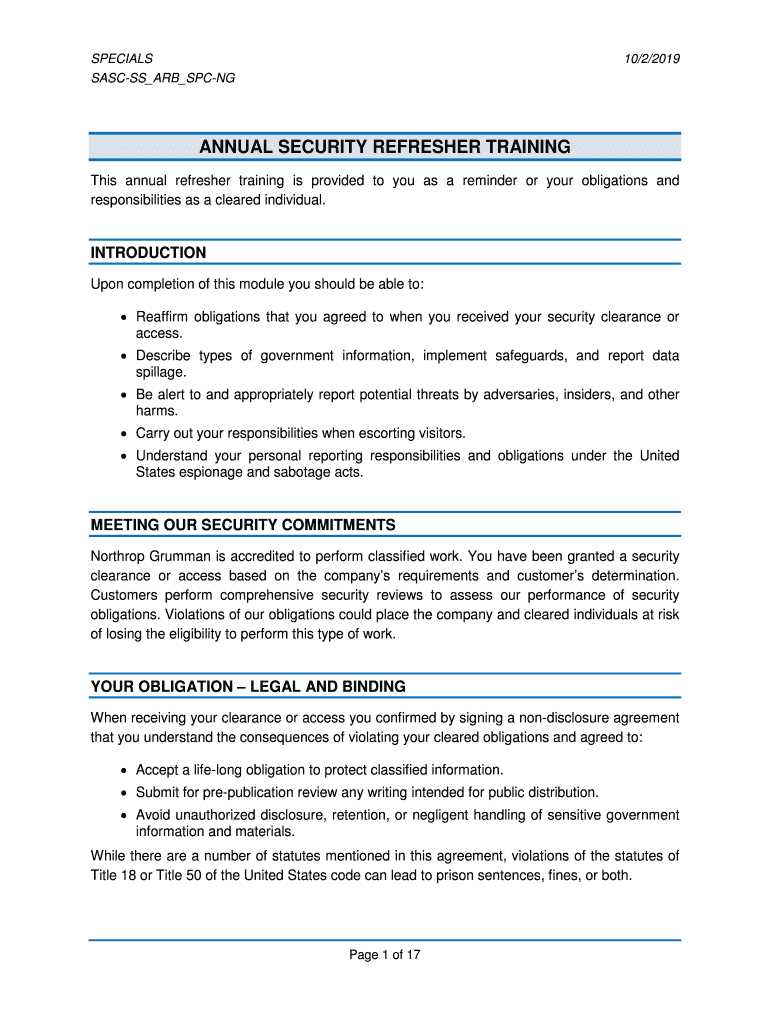 annual security refresher training answers