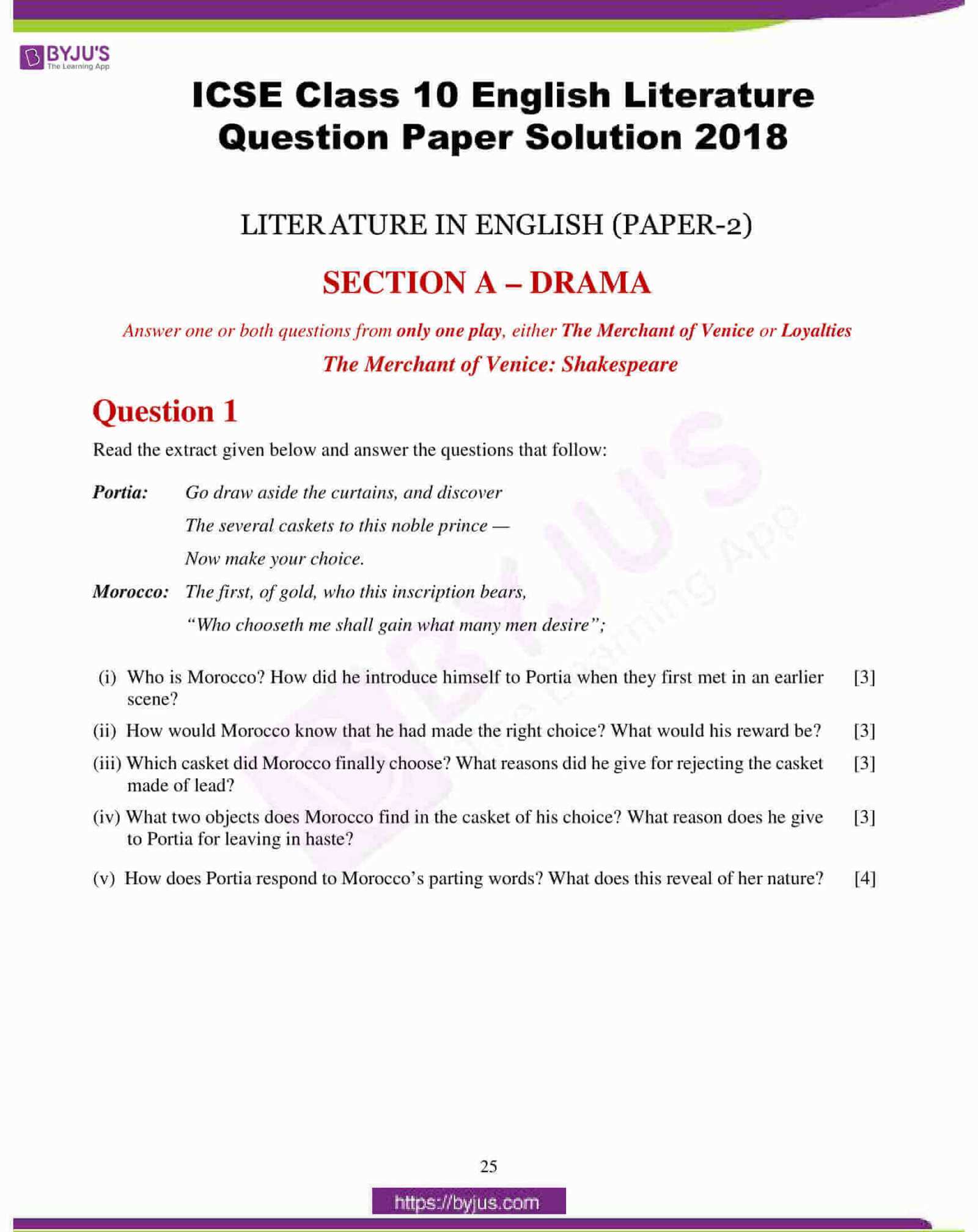 english literature exam questions and answers