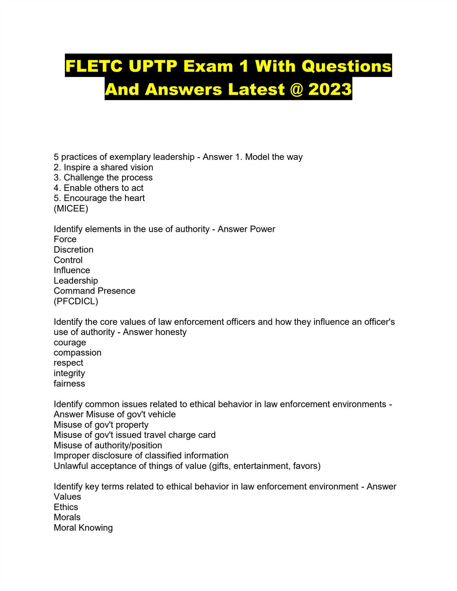 use of force exam answers